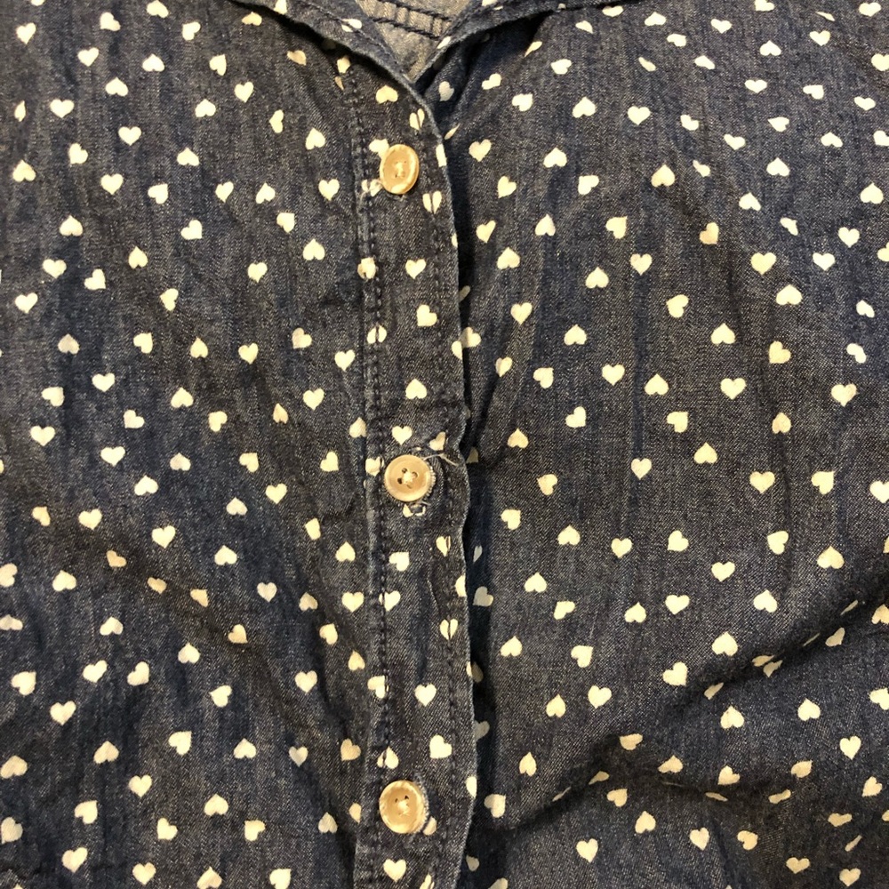 Lauren Conrad denim button down shirt white hearts